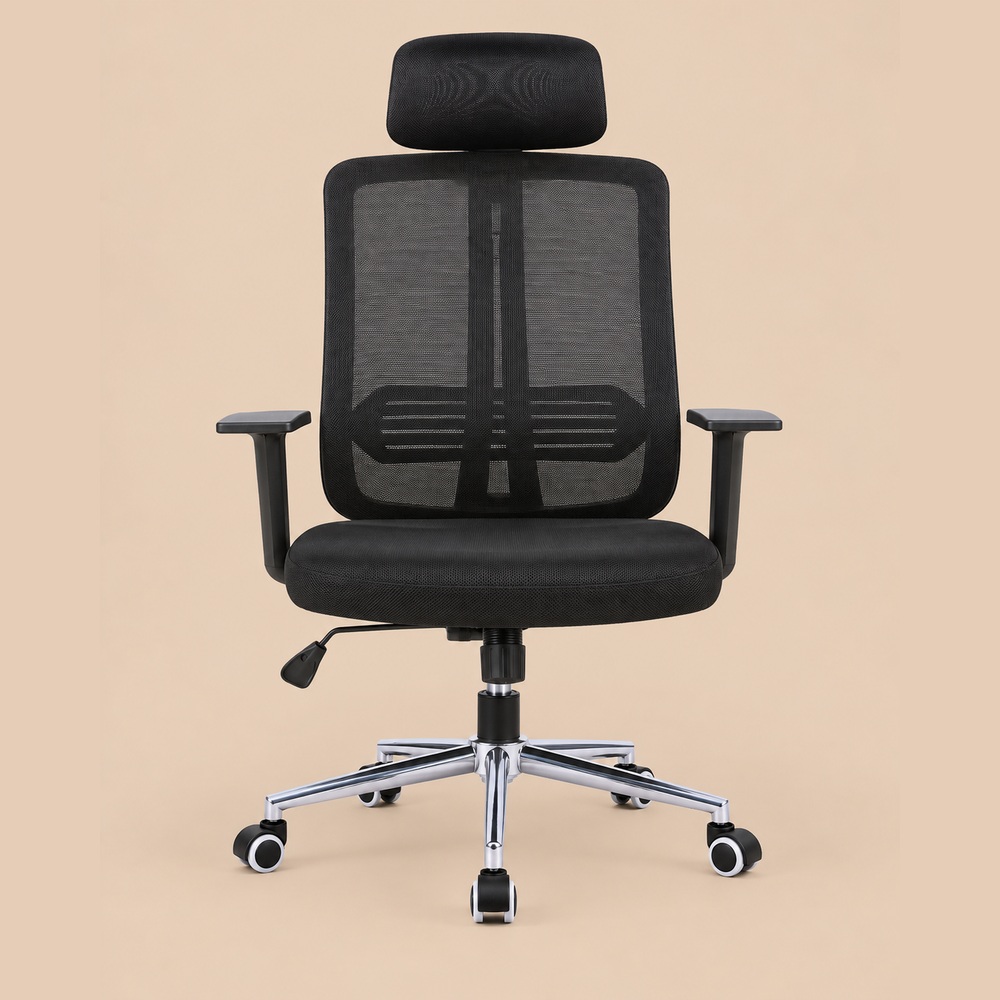SILLA ERGONÓMICA CON APOYA BRAZO PRAGA NEGRO VENTITAS HOME - 1