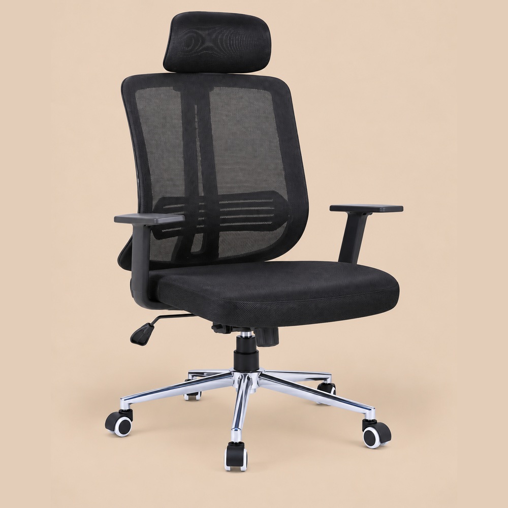 SILLA ERGONÓMICA CON APOYA BRAZO PRAGA NEGRO VENTITAS HOME - 2