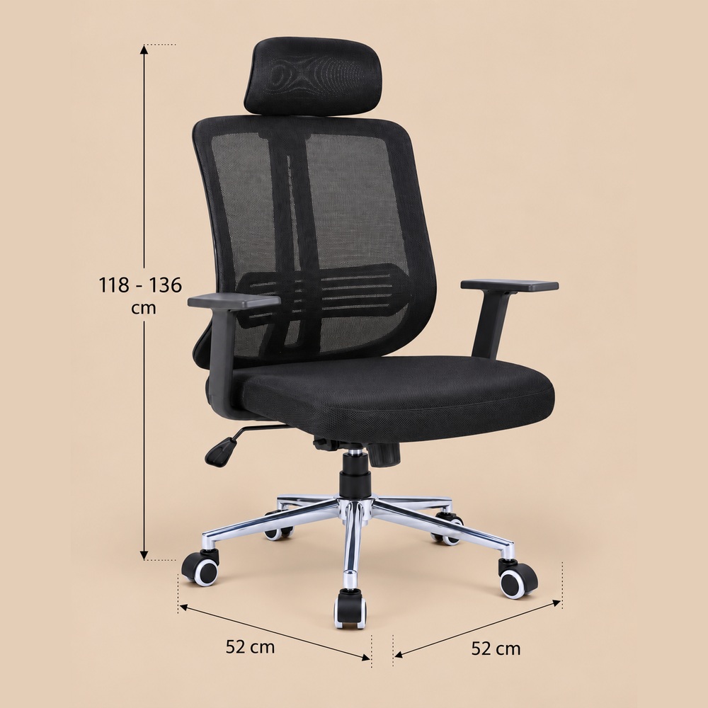 SILLA ERGONÓMICA CON APOYA BRAZO PRAGA NEGRO VENTITAS HOME - 4