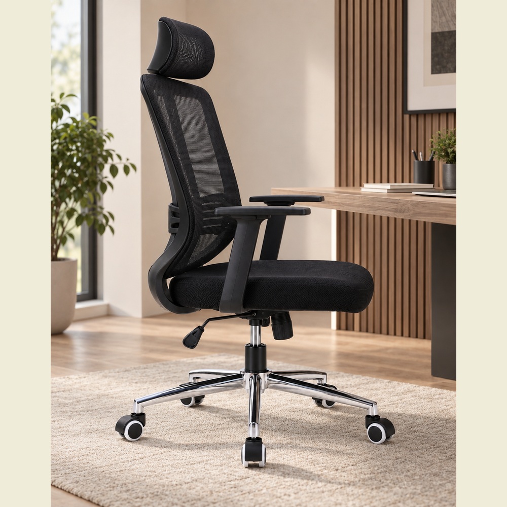 SILLA ERGONÓMICA CON APOYA BRAZO PRAGA NEGRO VENTITAS HOME - 5