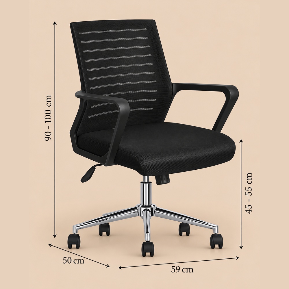 SILLA GIRATORIA OFICINA TEMPO BLACK VENTITAS HOME - 4