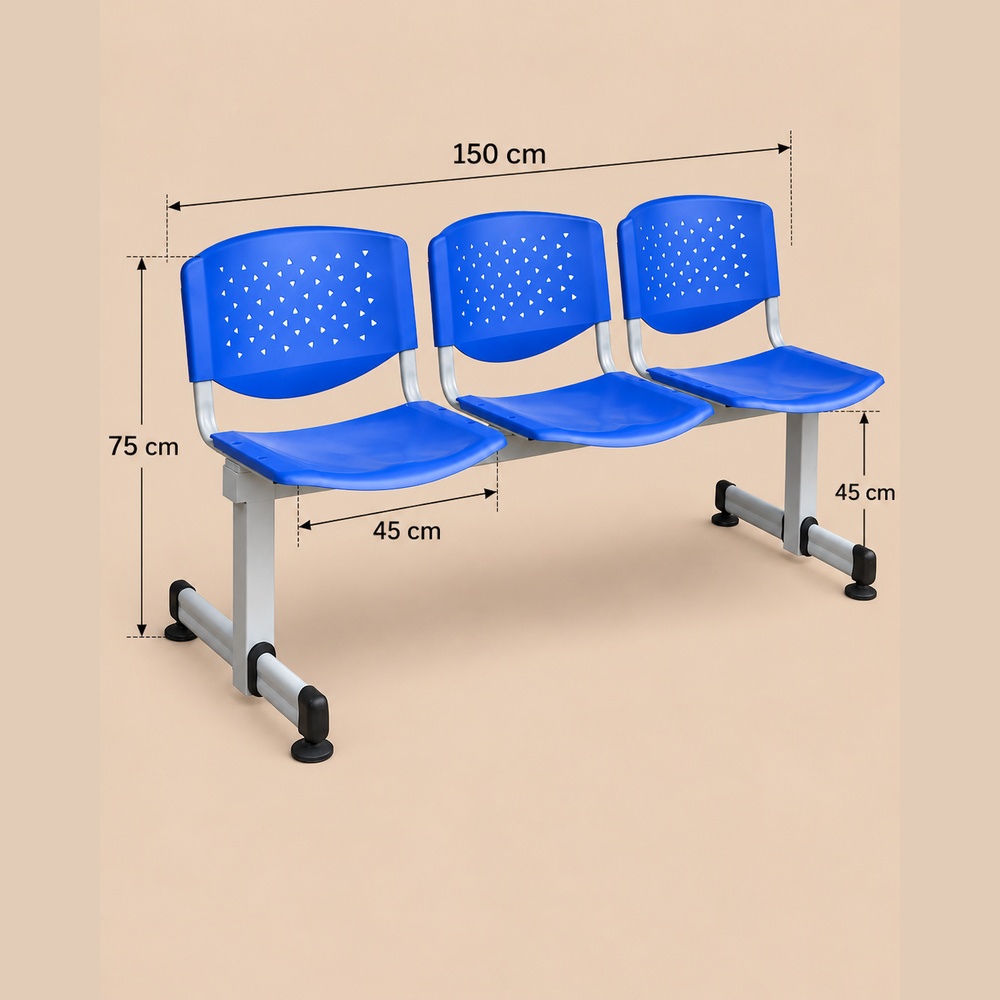 BANQUETA 3 ASIENTOS SPARTAN VENTITAS HOME AZUL - 4