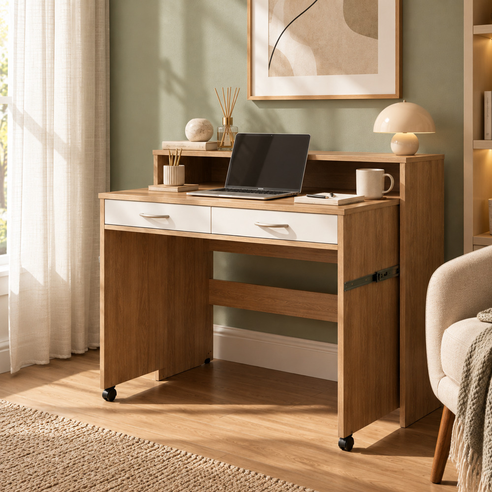 ESCRITORIO PLEGABLE CHRISTINA VENTITAS HOME COLOR ROVERE Y BLANCO - 1