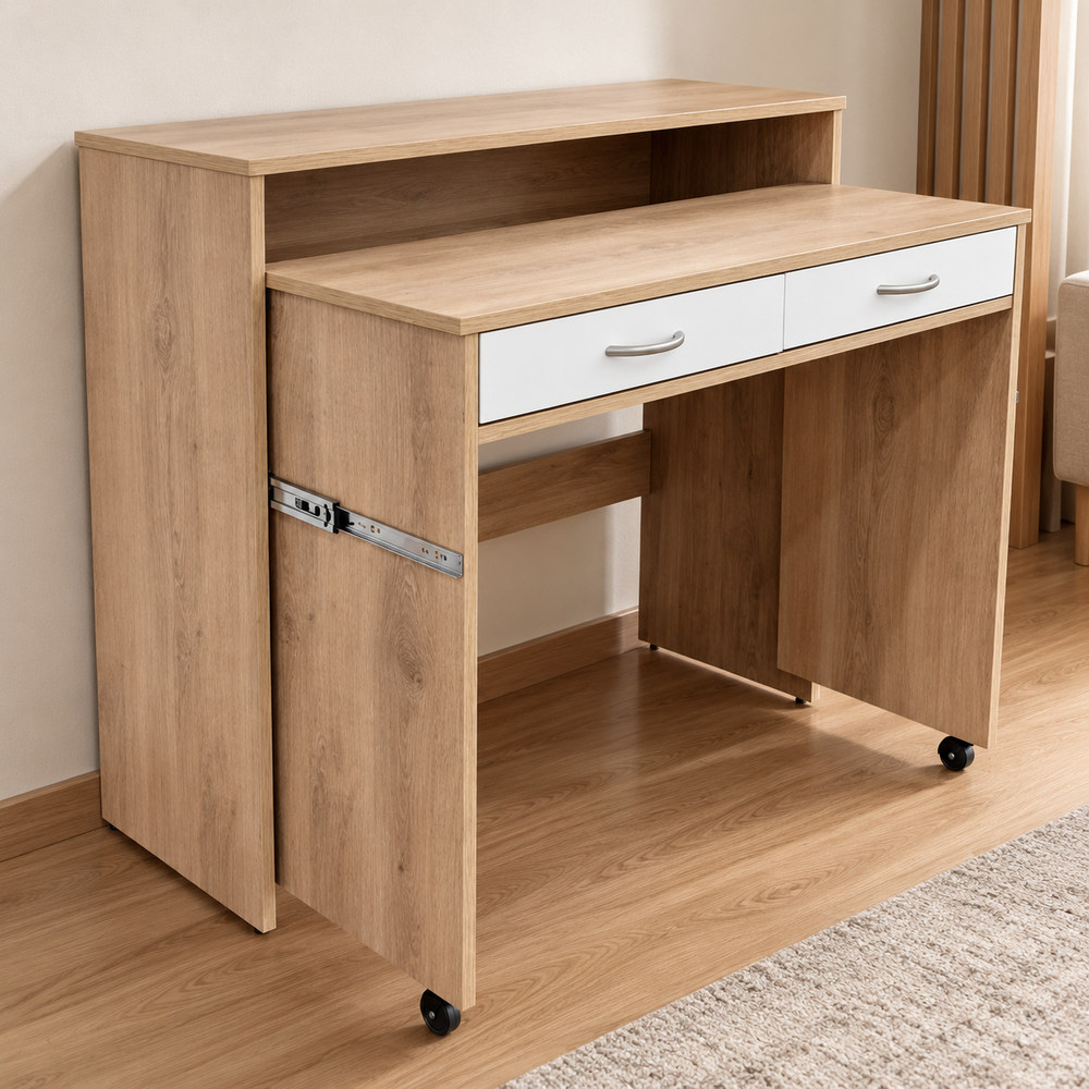 ESCRITORIO PLEGABLE CHRISTINA VENTITAS HOME COLOR ROVERE Y BLANCO - 2
