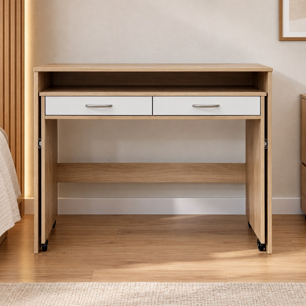 ESCRITORIO PLEGABLE CHRISTINA VENTITAS HOME COLOR ROVERE Y BLANCO - 3