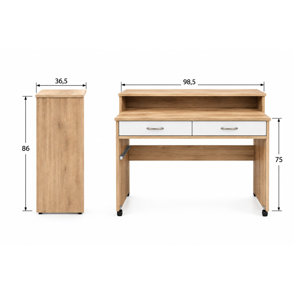 ESCRITORIO PLEGABLE CHRISTINA VENTITAS HOME COLOR ROVERE Y BLANCO - 6