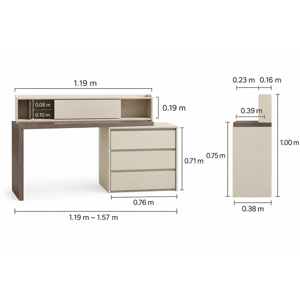 ESCRITORIO TOCADOR CÓMODA ESSENCÉ VENTITAS HOME COLOR MILÁN Y CAPRI - 5