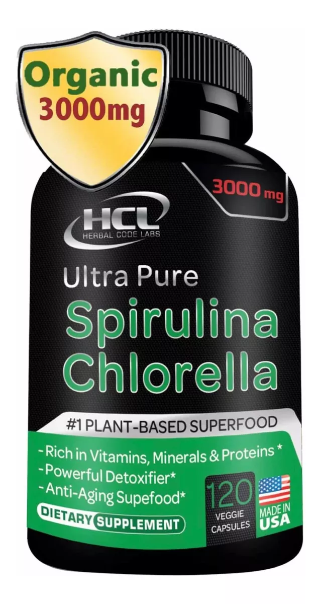 CHLORELLA SPIRULINA 3000 MG 120 CAPS NO COLESTEROL - 1