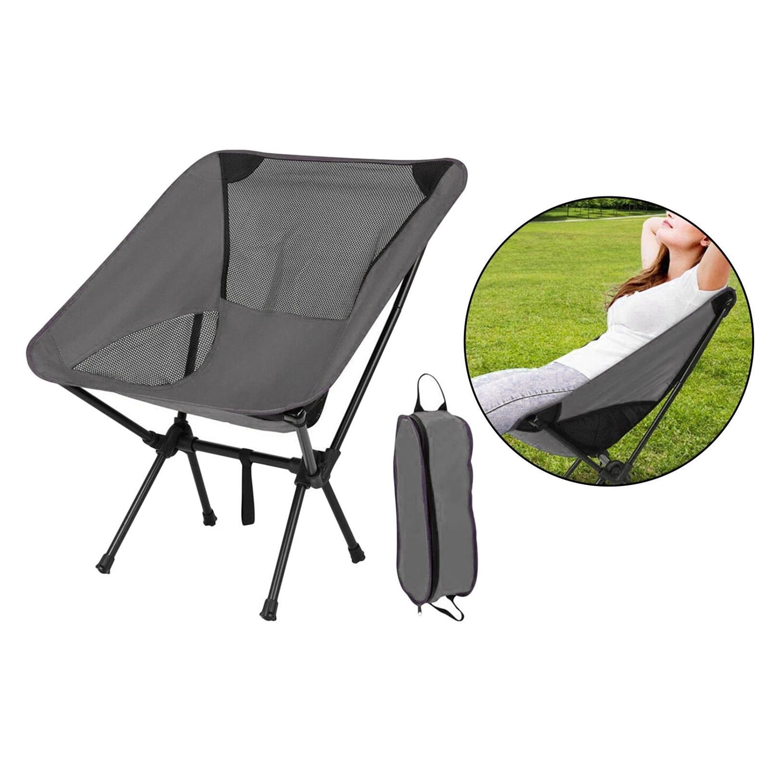 SILLA PORTÁTIL CAMPING MOON CHAIR PLEGABLE ULTRALIGERO COMPACTA - 1