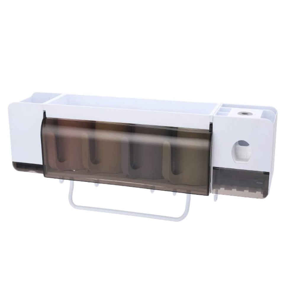 DISPENSADOR AUTOMÁTICO DE PASTA DENTAL PORTA CEPILLOS DE DIENTES 4 TAZAS - 2