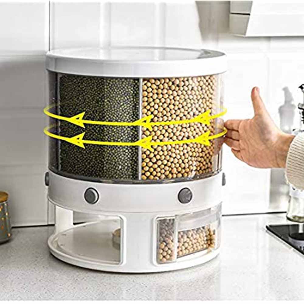 DISPENSADOR DE MENESTRAS ARROZ CEREALES GIRATORIO 10KG - BLANCO - 2