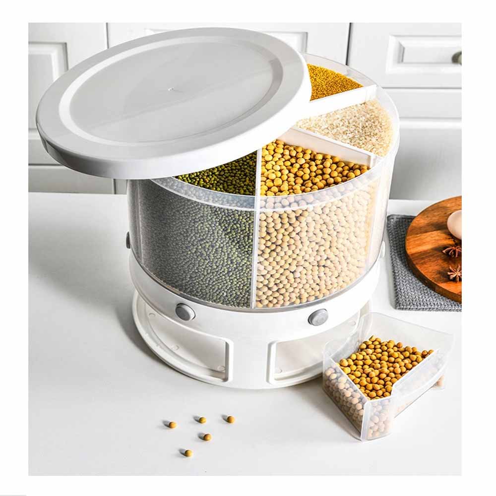 DISPENSADOR DE MENESTRAS ARROZ CEREALES GIRATORIO 10KG - BLANCO - 4