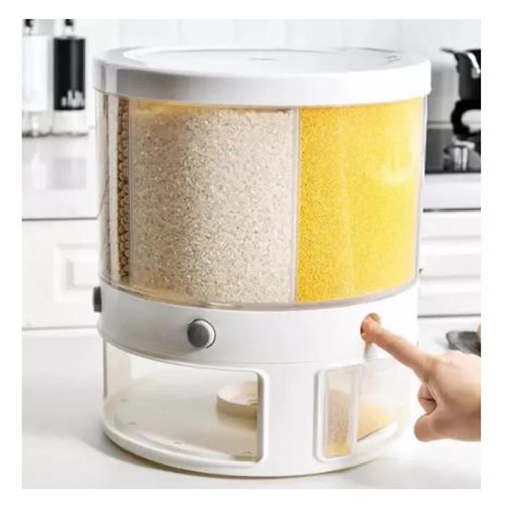 DISPENSADOR DE MENESTRAS ARROZ CEREALES GIRATORIO 10KG - BLANCO - 5
