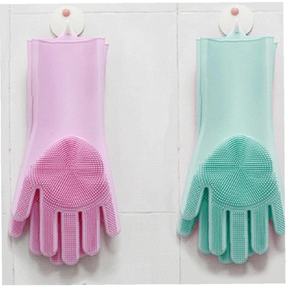 GUANTES DE SILICONA MAGICOS PARA LAVADO LIMPIEZA HOGAR - MULTICOLOR - 3