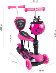 SCOOTER, MARIQUITA, 5 EN 1, CON SILLITA REMOVIBLE, GUÍA, COLORES - ROSADO - 2