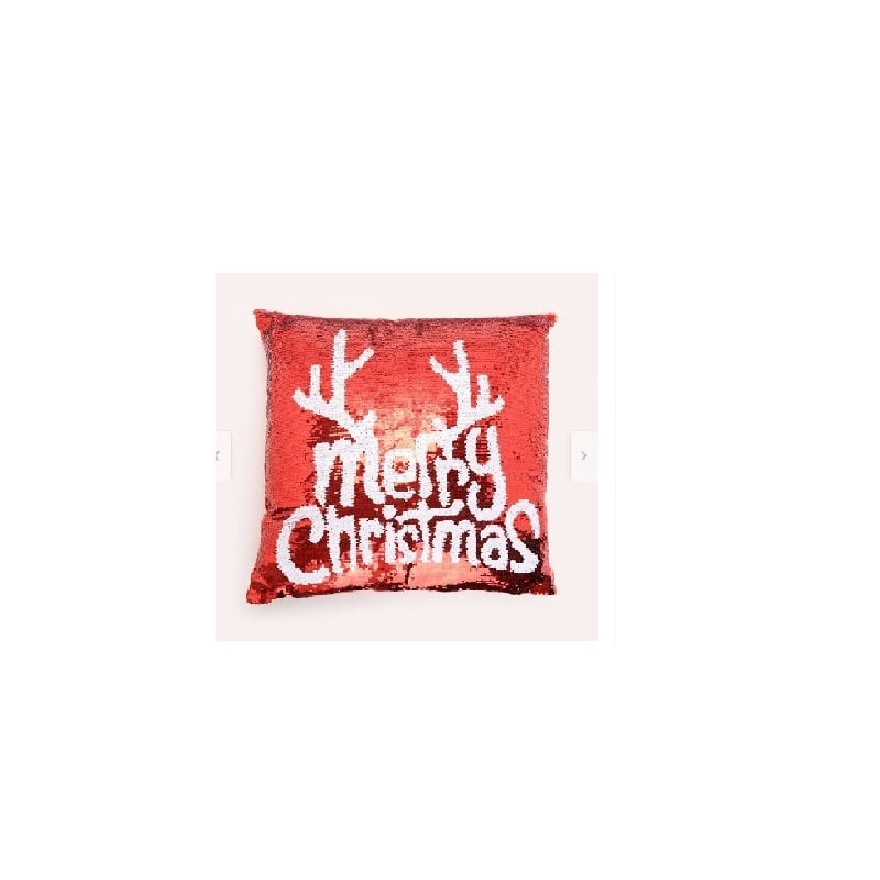 COJIN NAVIDEÑO LENTEJUELA ROJO 45X45CM - 2