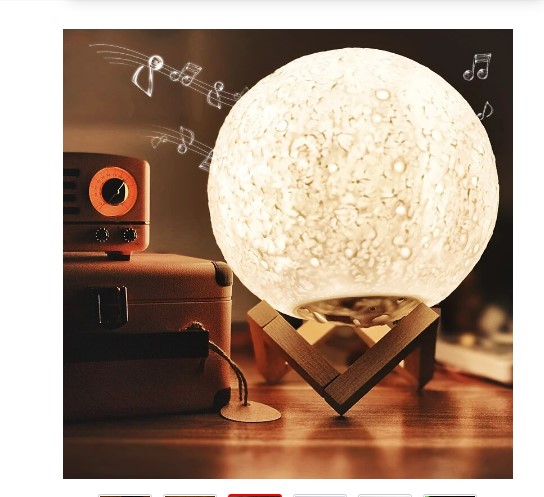 LAMPARA LED PARLANTE BLUETOOTH TOUCH DISEÑO LUNA CON CONTROL - 2