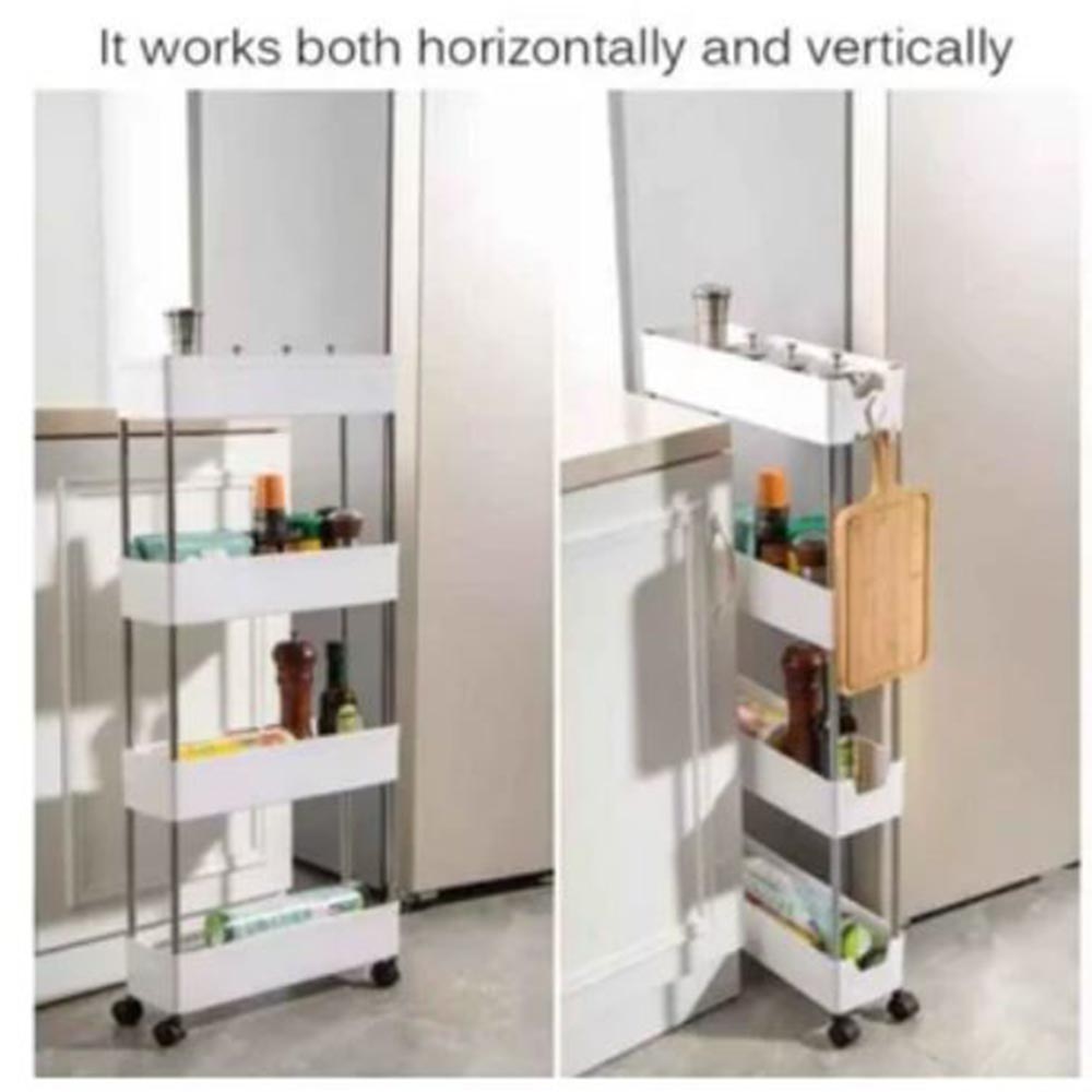 ORGANIZADOR DE COCINA CARRITO MULTIFUNCIONAL LINEAL AHORRA ESPACIO - BLANCO - 3