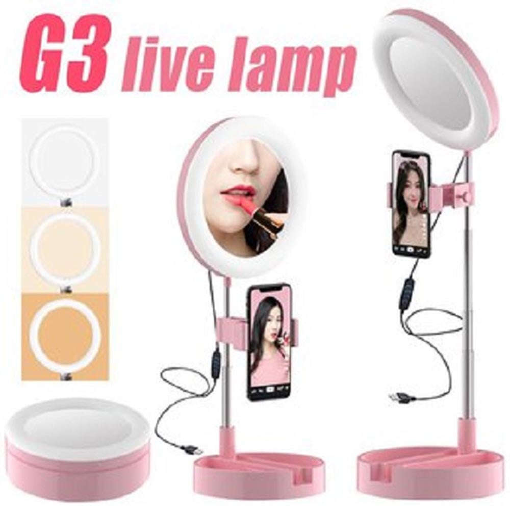 ARO DE LUZ LED CON ESPEJO - SOPORTE PARA CELULAR - PLEGABLE - 2