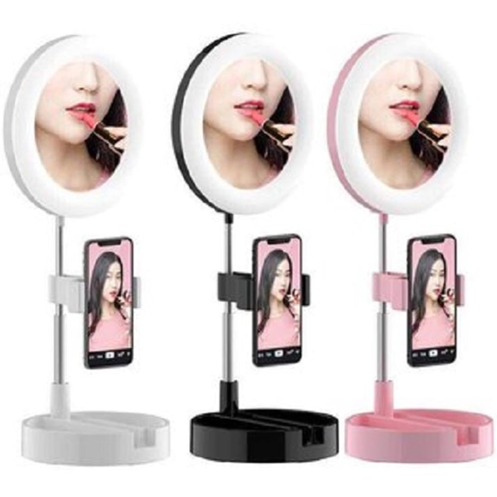 ARO DE LUZ LED CON ESPEJO - SOPORTE PARA CELULAR - PLEGABLE - 3