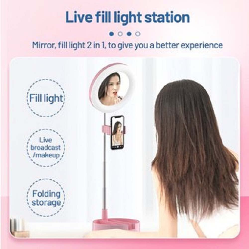 ARO DE LUZ LED CON ESPEJO - SOPORTE PARA CELULAR - PLEGABLE - 4