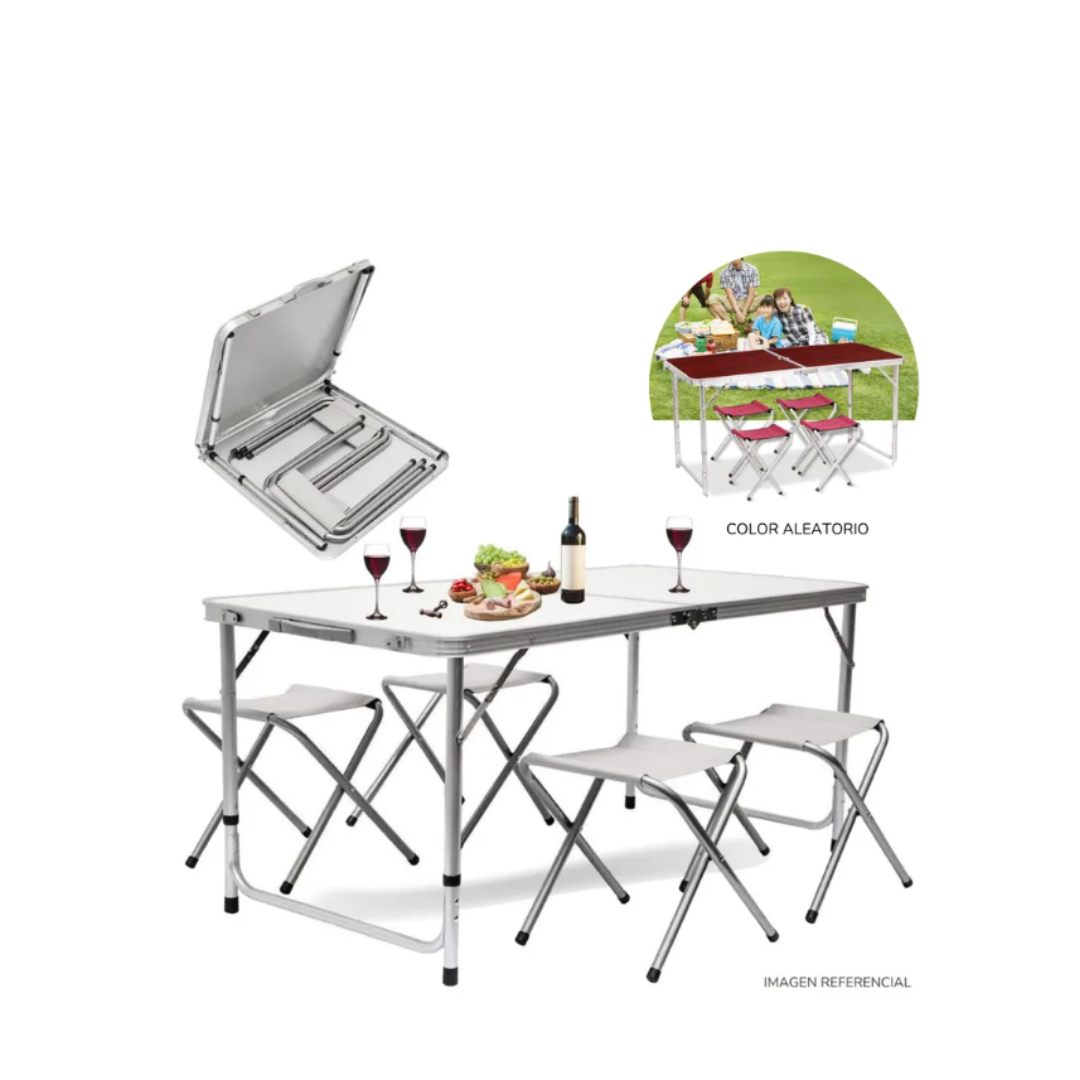 MESA PLEGABLE DE CAMPING CON SILLAS - 1