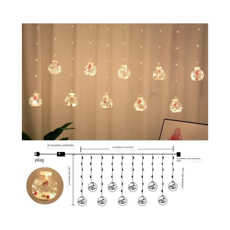 CORTINA DE LUCES NAVIDEÑAS CON FORMA DE ESFERA - 2