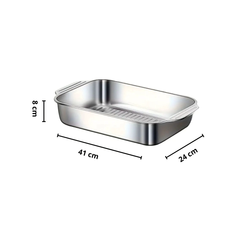 BANDEJA DE ACERO INOXIDABLE 41x24x8 CM - 3