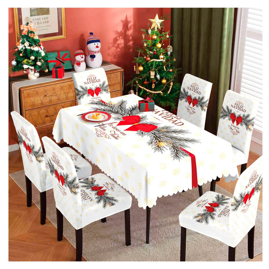 MANTEL NAVIDEÑO+ FUNDAS DE SILLA - 7 PIEZAS - 1