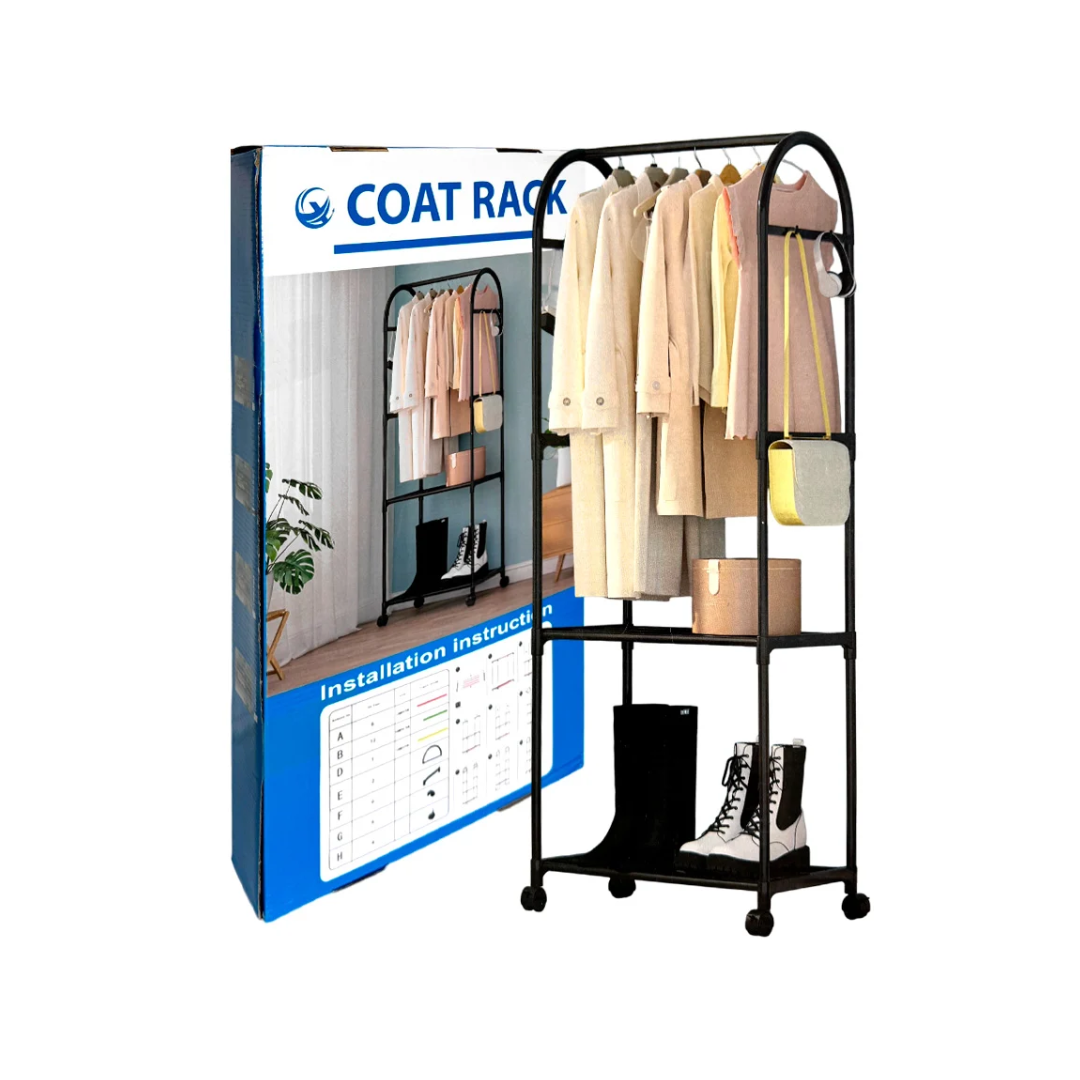 COLGADOR DE ROPA ZAPATERA ELEGANTE CON RUEDAS 165X59X30 CM - 1