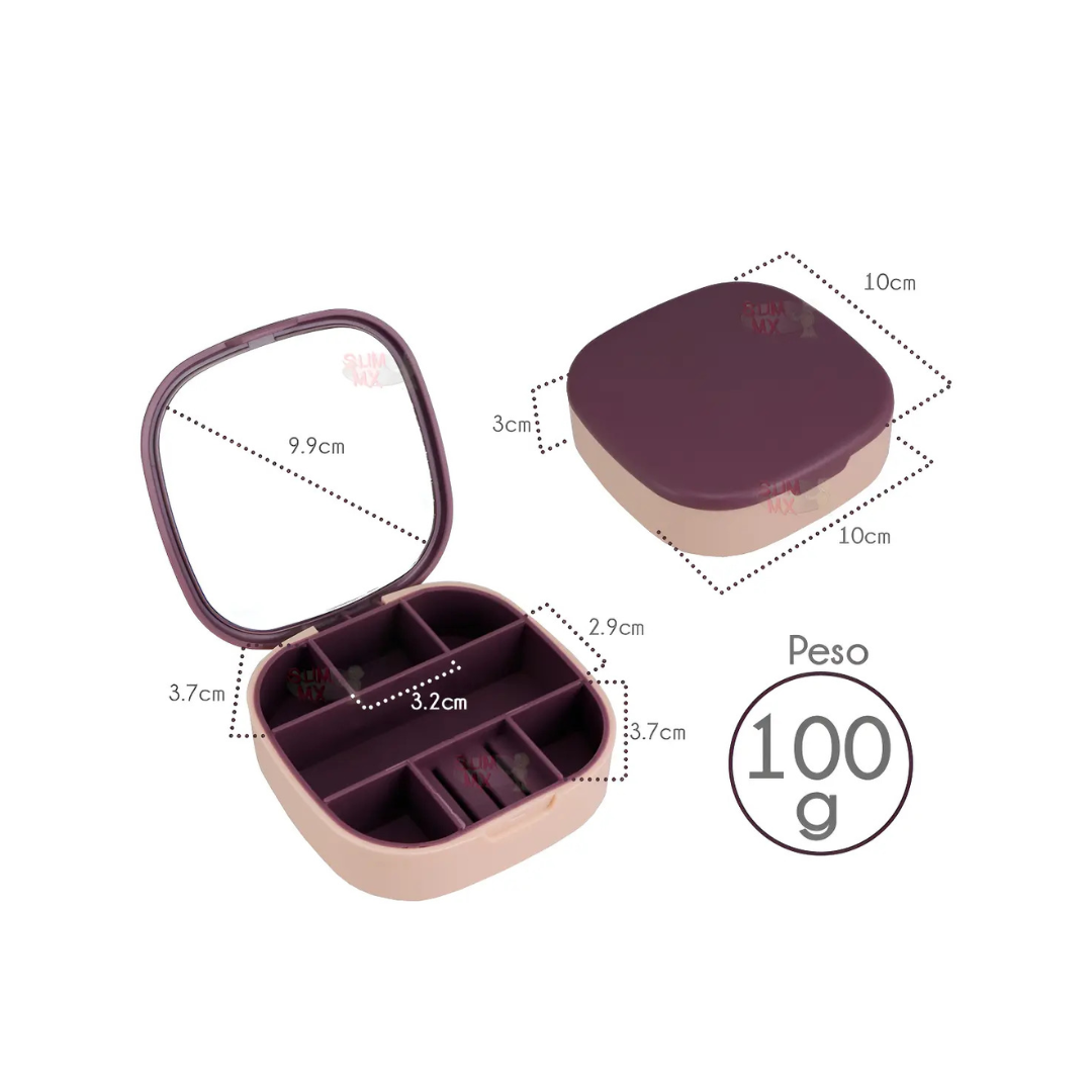 MINI JOYERO ORGANIZADOR CON ESPEJO PORTATIL - 2