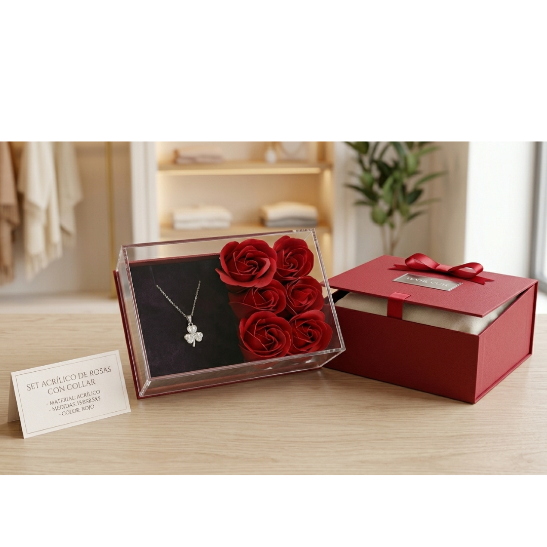 SET ACRILICO DE ROSAS CON COLLAR - 1
