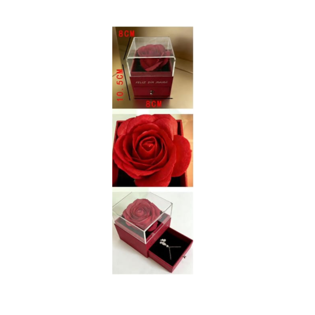 CAJA DE ROSA ETERNA CON JOYERIA - 2