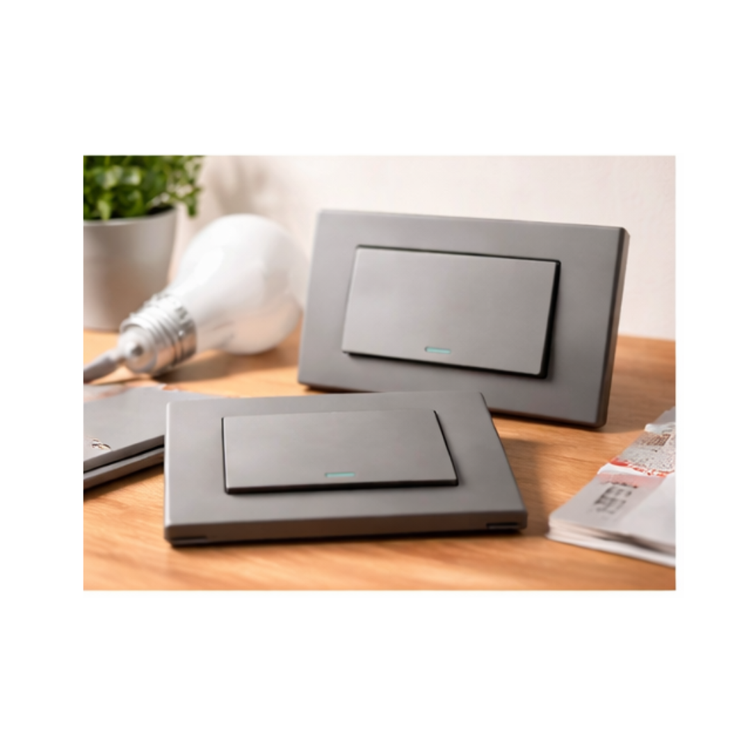 INTERRUPTOR MODERNO GRIS OSCURO PACK DE 3 - 1