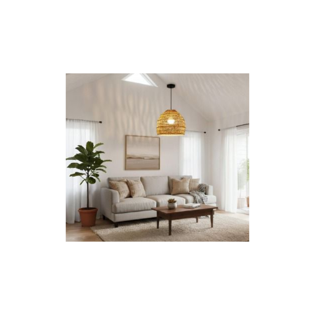 LÁMPARA LED CÒNICA DE RATÀN - 1