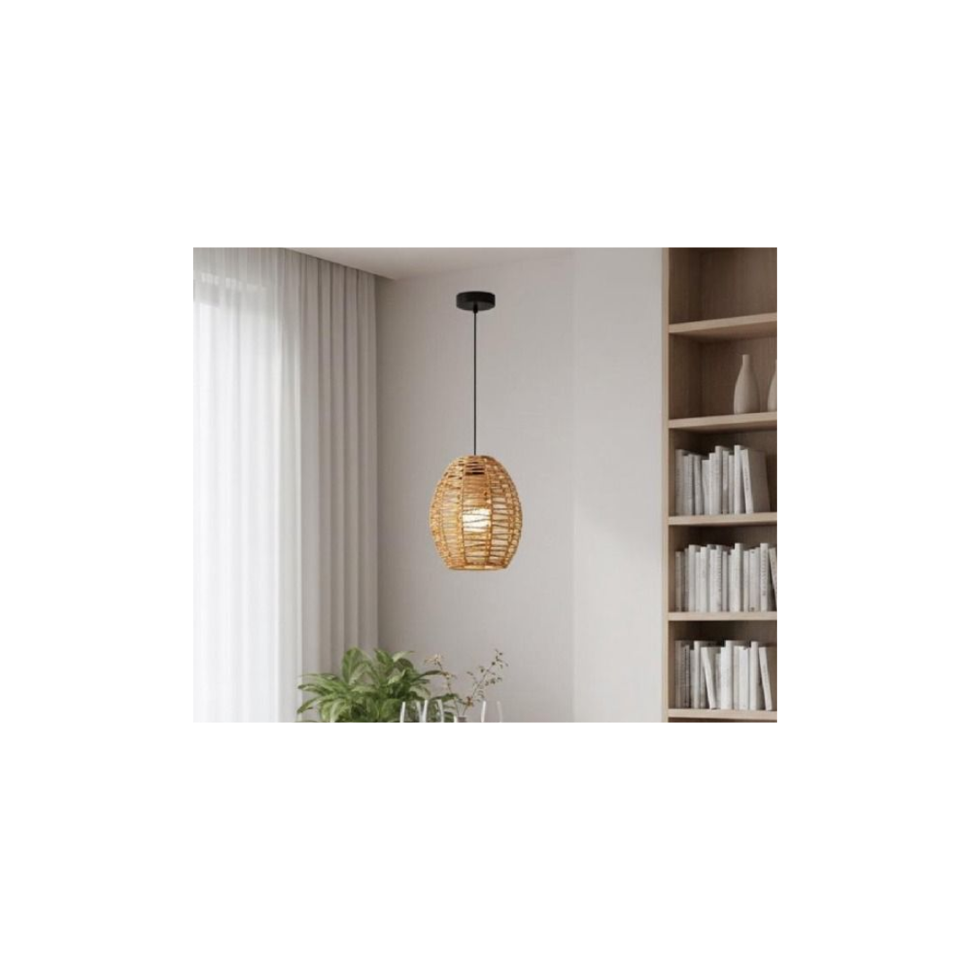 LÁMPARA LED COLGANTE OVALADA DE MIMBRE - 1