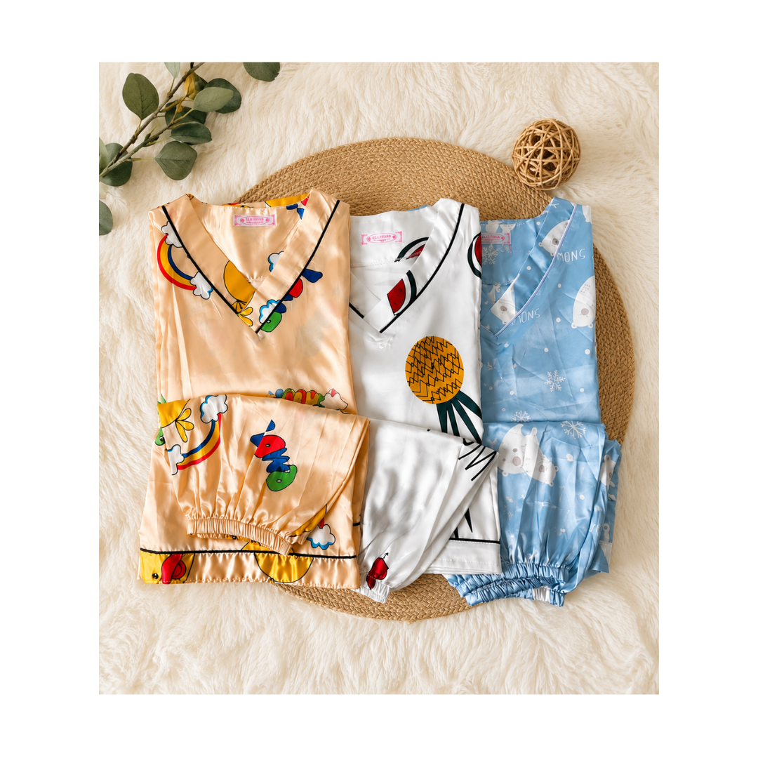 CONJUNTO DE 2 PIEZAS EN PIJAMA SATINADA - 1