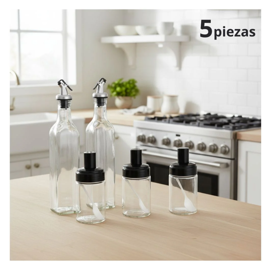 SET DE DISPENSADOR DE ACEITE MÁS CONDIMENTEROS - 2