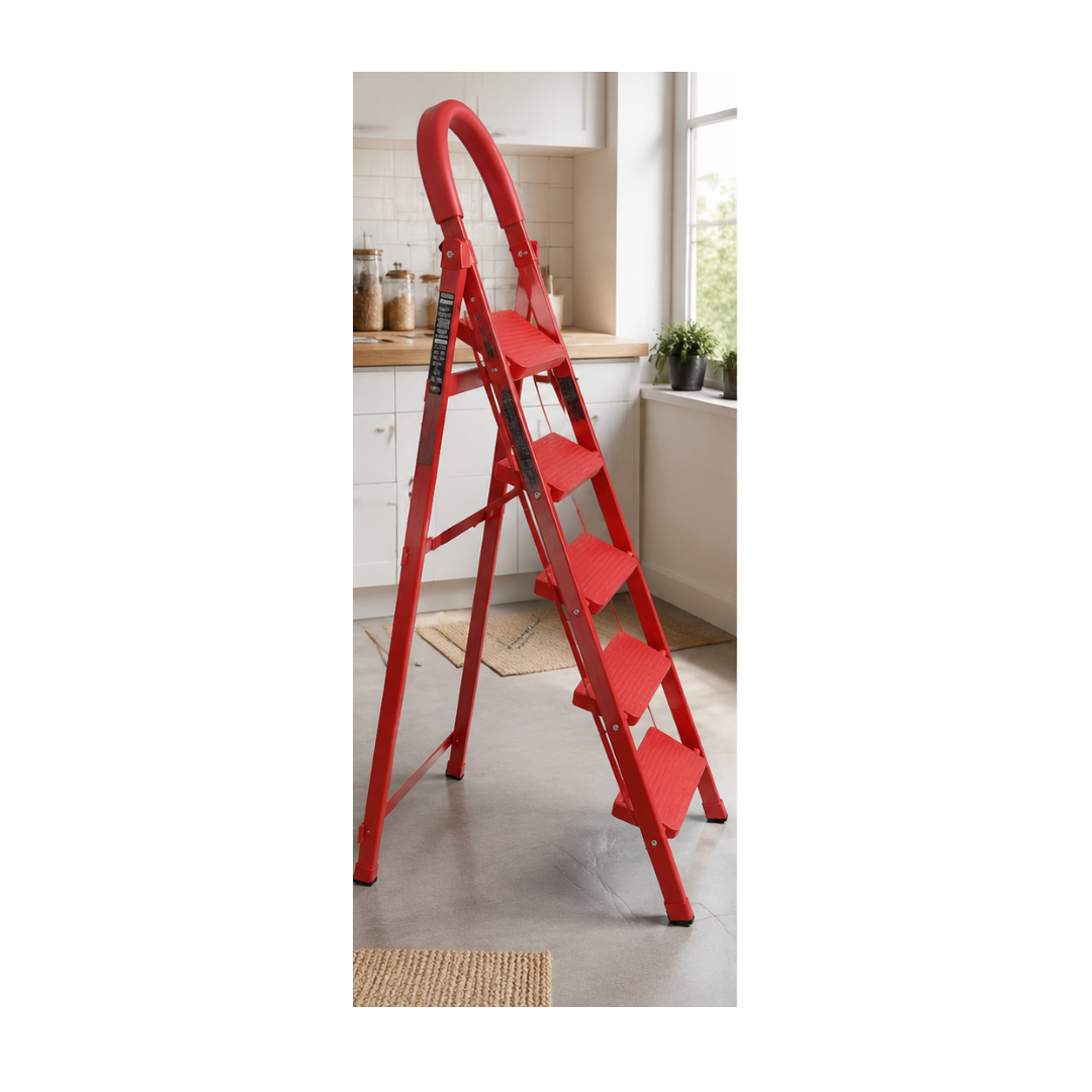 ESCALERA DE 5 PELDAÑOS PLEGABLE PORTATIL - 1