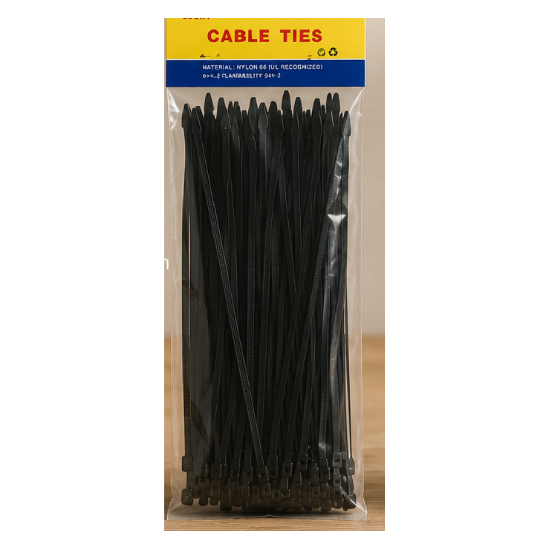 PACK DE 5 CINTILLOS NYLON NEGROS AMARRACABLES DE 30 CM - 1