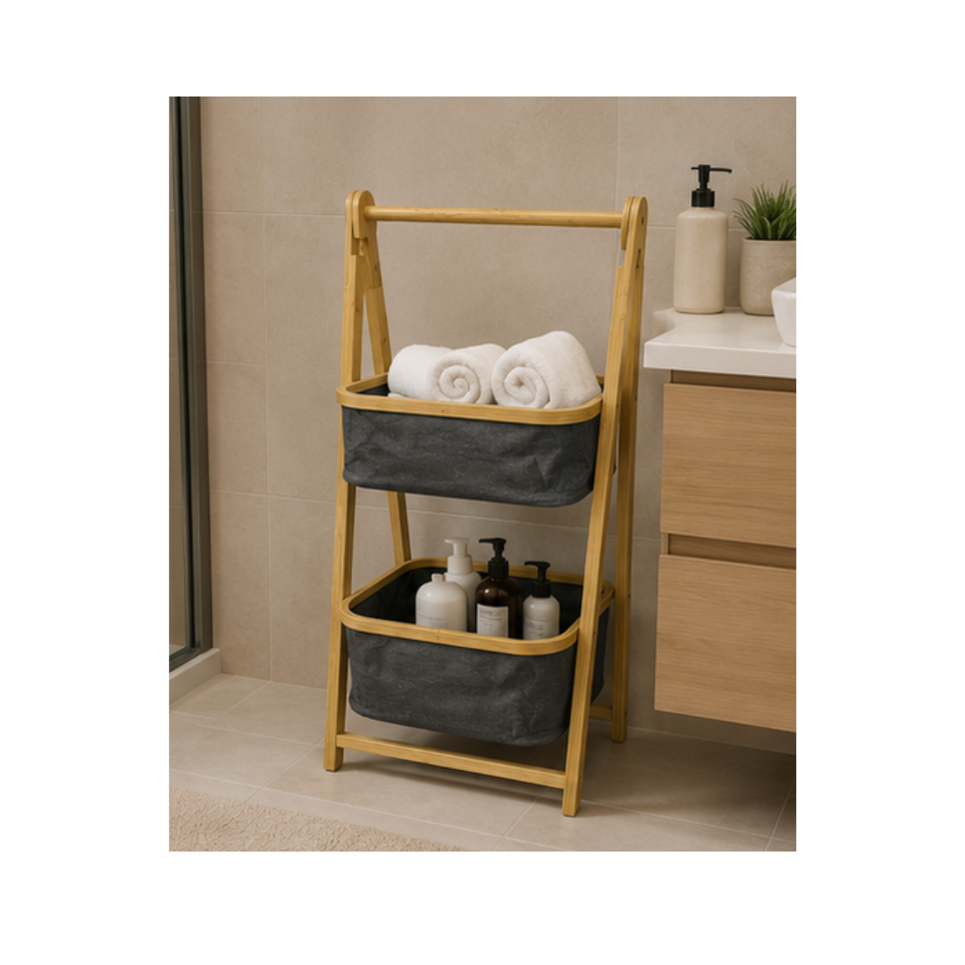 CESTA ORGANIZADORA DE ALMACENAMIENTO PLEGABLE DE 2 NIVELES - 1