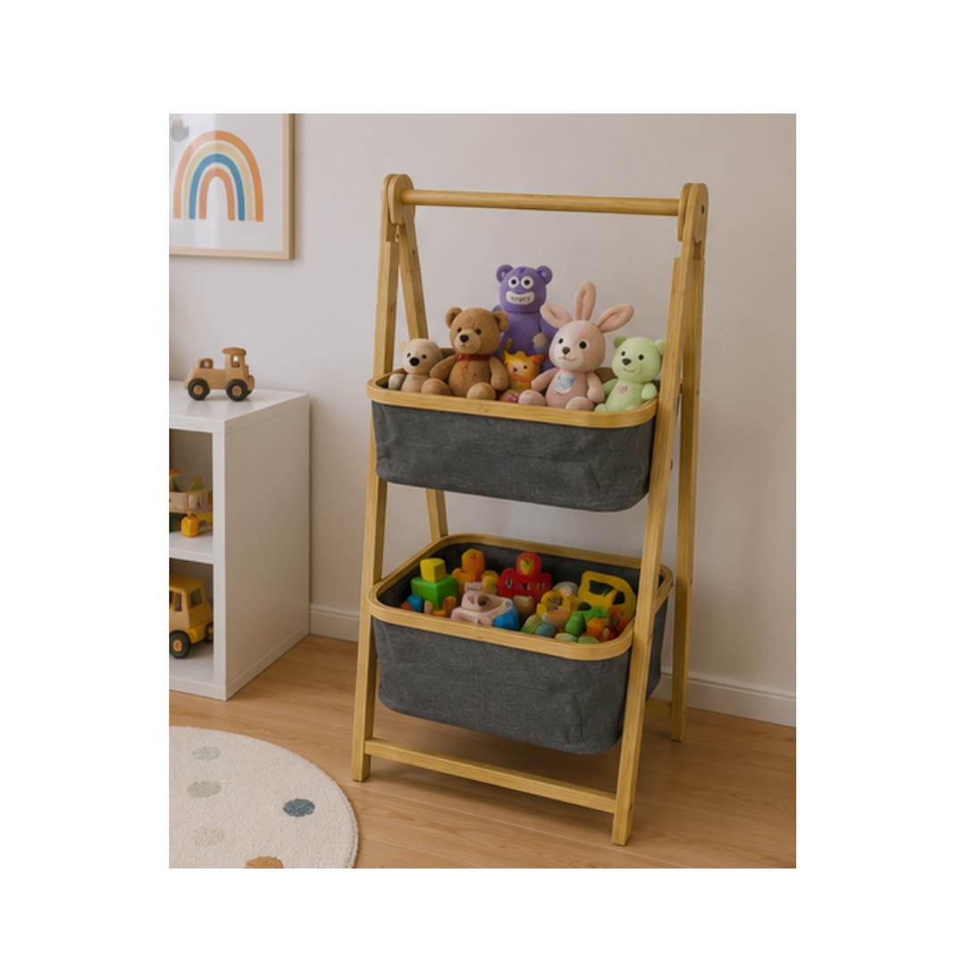 CESTA ORGANIZADORA DE ALMACENAMIENTO PLEGABLE DE 2 NIVELES - 2