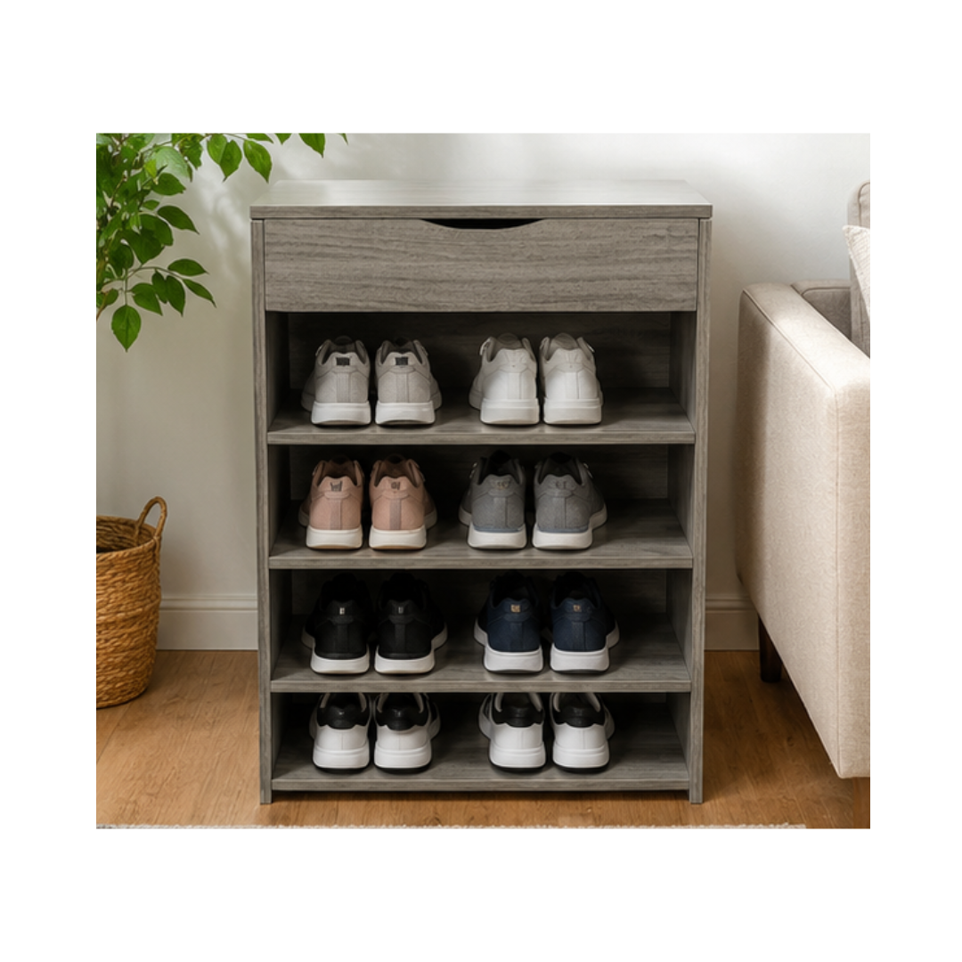 ZAPATERA DE MELAMINA DE 5 REPISAS Y 1 CAJÓN SUPERIOR - 1
