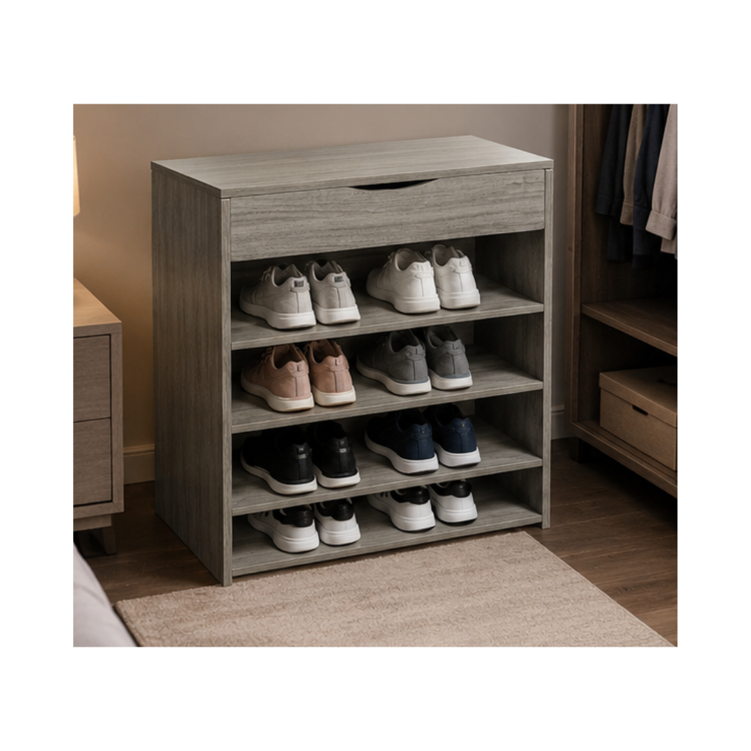 ZAPATERA DE MELAMINA DE 5 REPISAS Y 1 CAJÓN SUPERIOR - 2