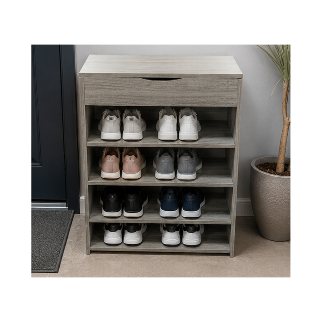 ZAPATERA DE MELAMINA DE 5 REPISAS Y 1 CAJÓN SUPERIOR - 3