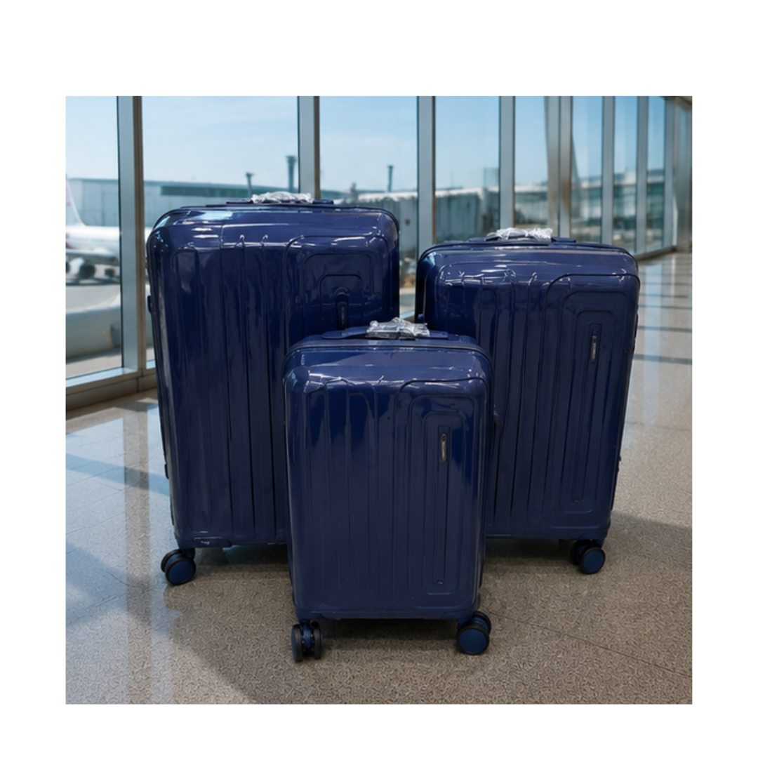 SET DE 3 MALETAS DE VIAJE RÍGIDAS CON RUEDAS DE COLOR AZUL - 1