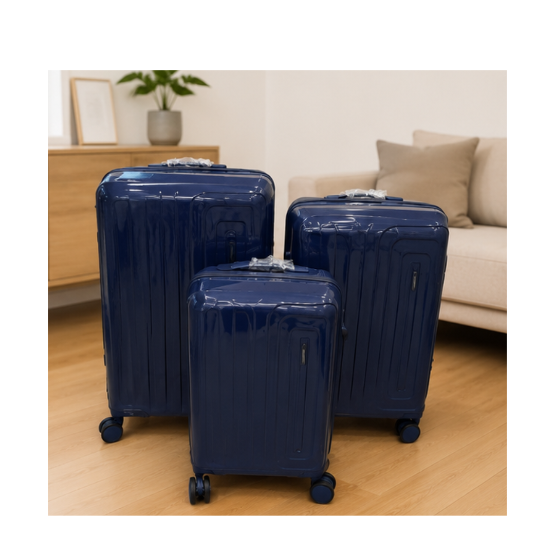 SET DE 3 MALETAS DE VIAJE RÍGIDAS CON RUEDAS DE COLOR AZUL - 2