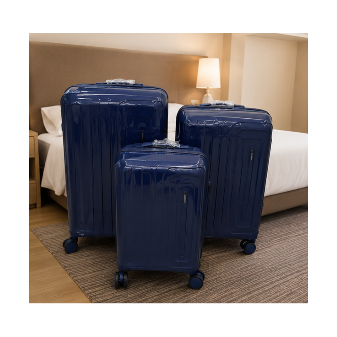 SET DE 3 MALETAS DE VIAJE RÍGIDAS CON RUEDAS DE COLOR AZUL - 3