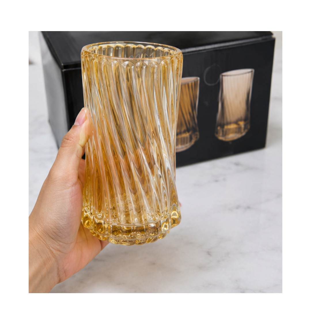 SET DE 6 VASOS DE VIDRIO CON DISEÑO ESPIRAL - 2