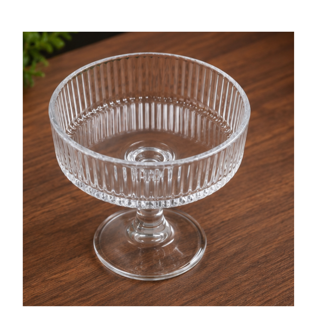 SET DE 6 COPAS DE VIDRIO ACANALADAS PARA HELADO Y POSTRES - 3
